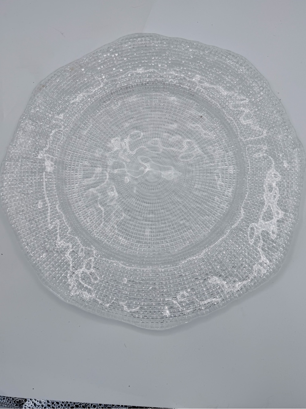 Ivv Diamanté glass underplate Clear Pressed Glass Round Plate 14" Diameter